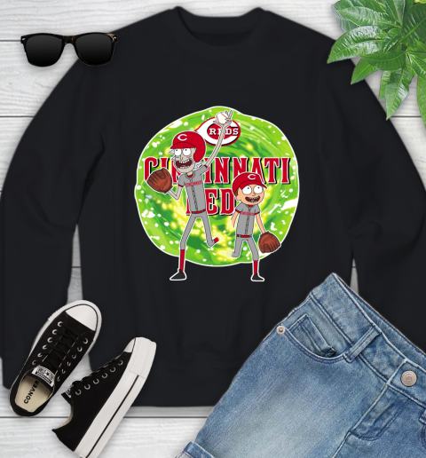 MLB Cincinnati Reds Rick And Morty Baseball Sports Youth Sweatshirt 2