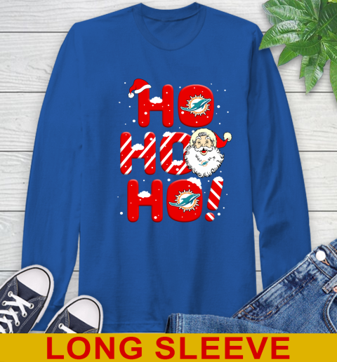Miami Dolphins NFL Football Ho Ho Ho Santa Claus Merry Christmas Shirt Long Sleeve T-Shirt 11