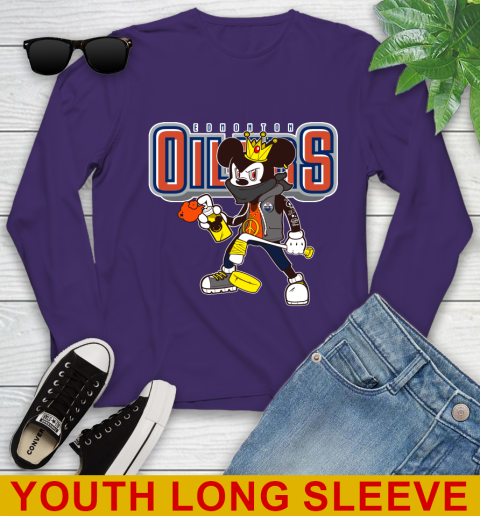 Edmonton Oilers NHL Hockey Mickey Peace Sign Sports Youth Long Sleeve 5