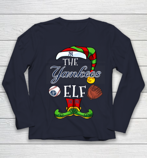 New York Yankees Christmas ELF Funny MLB Youth Long Sleeve 2