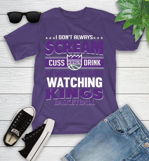 Sacramento Kings NBA Basketball I Scream Cuss Drink When I'm Watching My Team Youth T-Shirt 3
