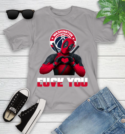 NBA Washington Wizards Deadpool Love You Fuck You Basketball Sports Youth T-Shirt 4