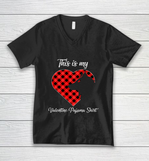 This Is My Valentine Pajama Shirt Wolf Valentines Day V-Neck T-Shirt
