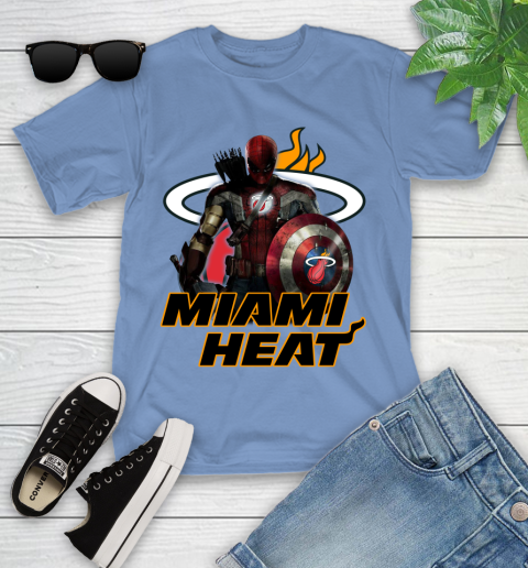 Miami Heat NBA Basketball Captain America Thor Spider Man Hawkeye Avengers Youth T-Shirt 11