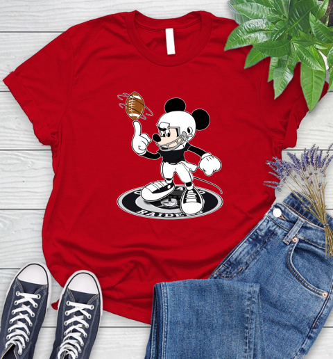 NFL Football Oakland Raiders Cheerful Mickey Disney Shirt Women's T-Shirt 11
