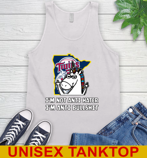 Minnesota Twins MLB Baseball Unicorn I'm Not Anti Hater I'm Anti Bullshit Tank Top