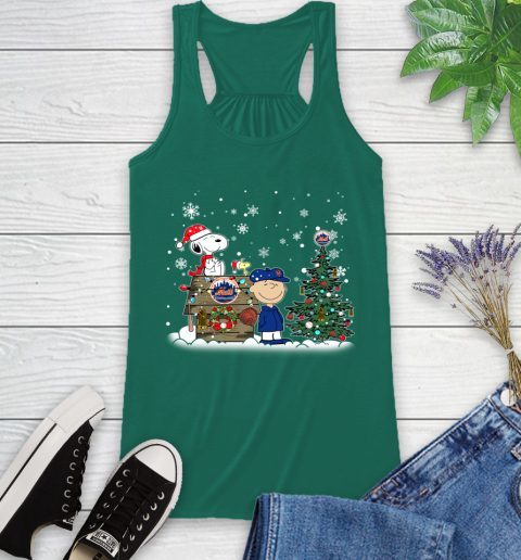 MLB New York Mets Snoopy Charlie Brown Christmas Baseball Commissioner's Trophy Racerback Tank 6