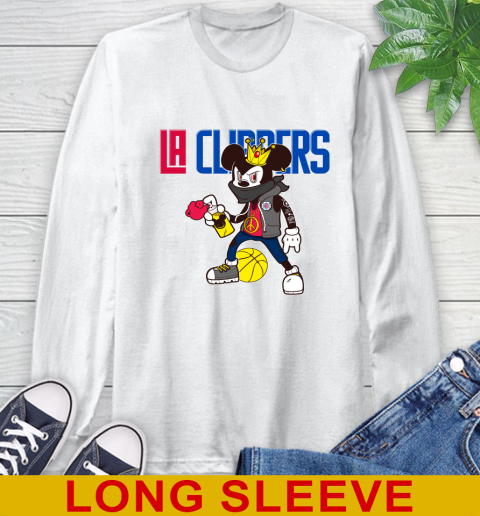 LA Clippers NBA Basketball Mickey Peace Sign Sports Long Sleeve T-Shirt
