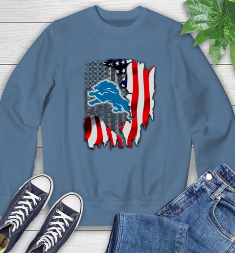 Detroit Lions NFL Football American Flag Sweatshirt 8