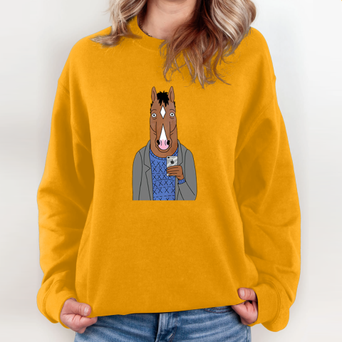 Bojack Horseman Sweatshirt fkhr bojack horseman sweatshirt 35 front gold