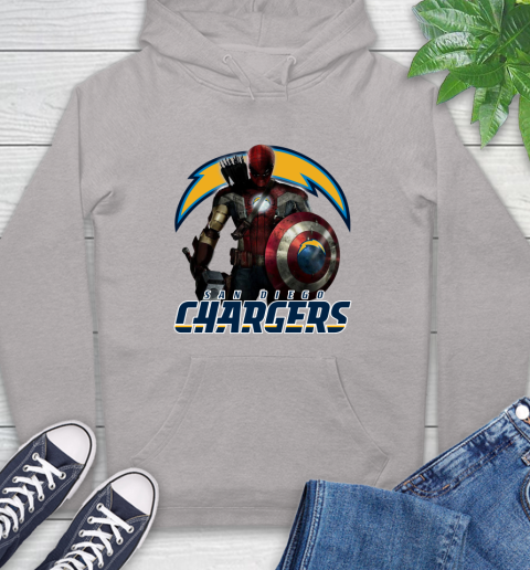 NFL Captain America Thor Spider Man Hawkeye Avengers Endgame Football San Diego Chargers Hoodie Tee For Sports