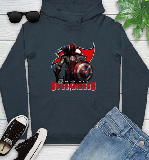 NFL Captain America Thor Spider Man Hawkeye Avengers Endgame Football Tampa Bay Buccaneers Youth Hoodie 8