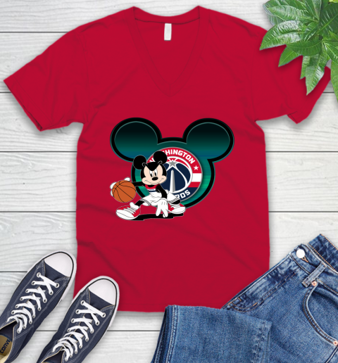 NBA Washington Wizards Mickey Mouse Disney Basketball V-Neck T-Shirt 8