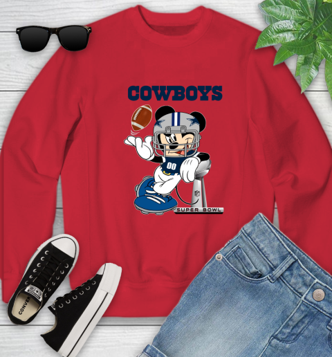 NFL Dallas Cowboys Mickey Mouse Disney Super Bowl Football T Shirt Youth Sweatshirt 9