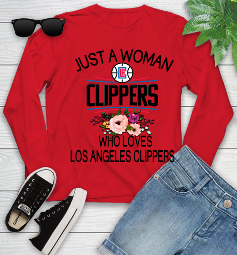 NBA Just A Woman Who Loves Los Angeles Clippers Basketball Sports Youth Long Sleeve 8
