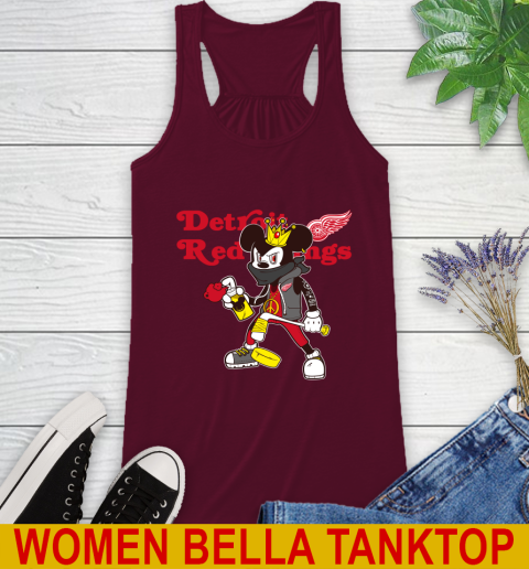 Detroit Red Wings NHL Hockey Mickey Peace Sign Sports Racerback Tank 3