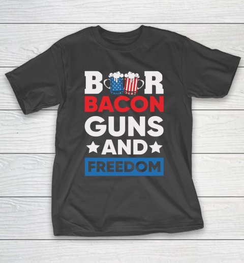 Beer Lover Funny Shirt Beer Bacon and Freedom 4th T-Shirt