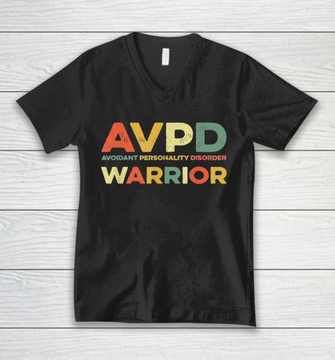 Autism Awareness Avoidant Personality Disorder Warrior AVPD Awareness Social V-Neck T-Shirt