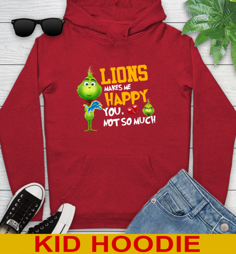 NFL Detroit Lions Makes Me Happy You Not So Much Grinch Football Sports Youth Hoodie 11