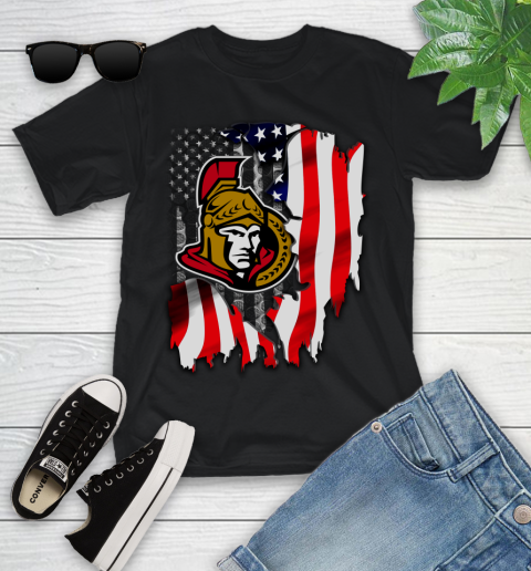 Ottawa Senators NHL Hockey American Flag Youth T-Shirt