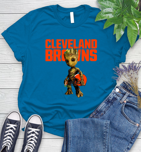 Cleveland Browns NFL Football Groot Marvel Guardians Of The Galaxy Women's T-Shirt 7