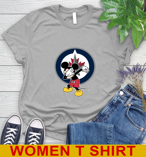 Winnipeg Jets NHL Hockey Dabbing Mickey Disney Sports Women's T-Shirt 5