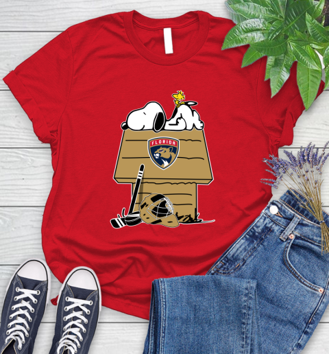 Florida Panthers NHL Hockey Snoopy Woodstock The Peanuts Movie Women's T-Shirt 9