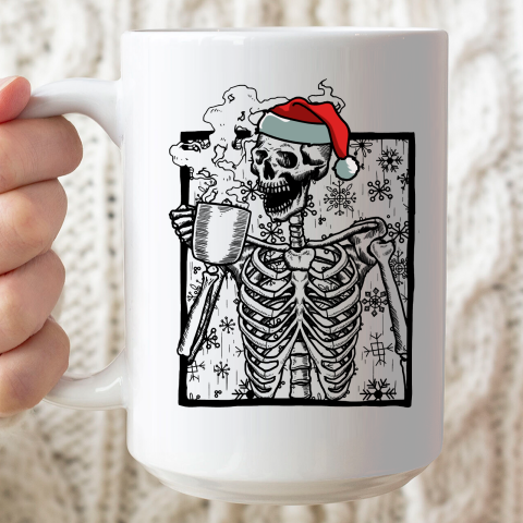 Skeleton Drinking Coffee Shirt Death Drinking Coffee Skeleton Christmas Ceramic Mug 15oz