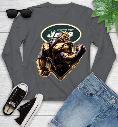 NFL Thanos Avengers Endgame Football Sports New York Jets Youth Long Sleeve 8