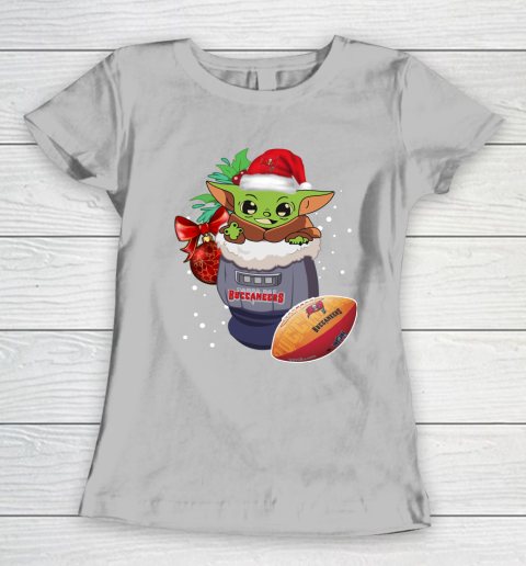 Tampa Bay Buccaneers Christmas Baby Yoda Star Wars Funny Happy NFL Women's T-Shirt 6
