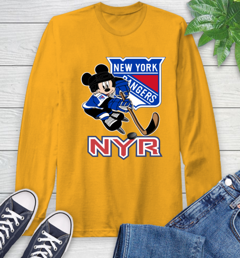 NHL New York Rangers Mickey Mouse Disney Hockey T Shirt Long Sleeve T-Shirt 3