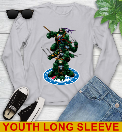 NBA Basketball Philadelphia 76ers Teenage Mutant Ninja Turtles Shirt Youth Long Sleeve 6