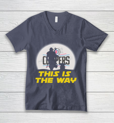 LA Clippers NBA Basketball Star Wars Yoda And Mandalorian This Is The Way V-Neck T-Shirt 7