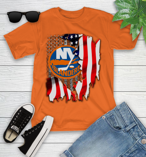 New York Islanders NHL Hockey American Flag Youth T-Shirt 9