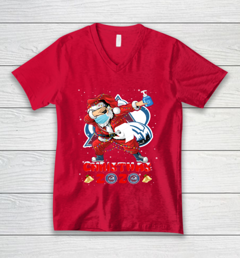 Colorado Avalanche Funny Santa Claus Dabbing Christmas 2020 NHL V-Neck T-Shirt 6
