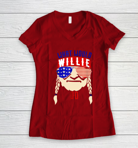 Willie Nelson shirt What would Willie do Women's V-Neck T-Shirt 8