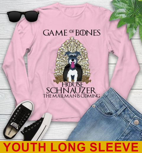 Game of bones house schnauzer dog the mailman is coming tshirt 109