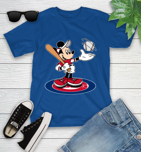 MLB Baseball Chicago Cubs Cheerful Mickey Disney Shirt Youth T-Shirt