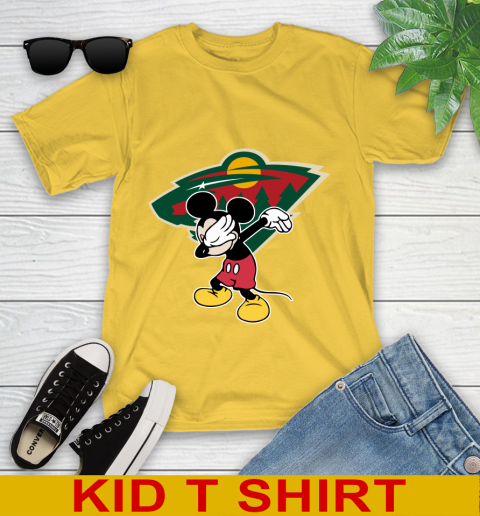 Minnesota Wild NHL Hockey Dabbing Mickey Disney Sports Youth T-Shirt 8