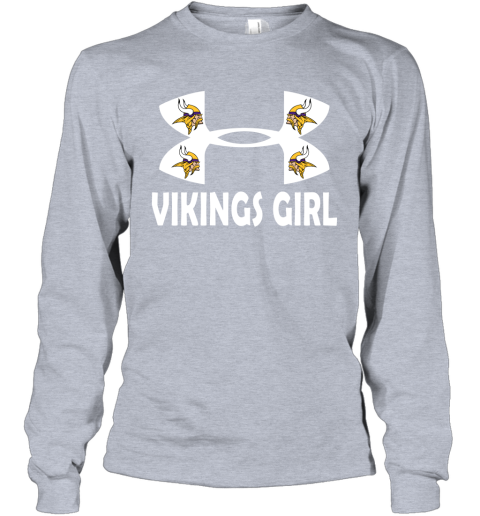 NFL Minnesota Vikings Girl Under Armour Football Sports 4KML93PF7Pk long sleeve tee 14 95 151514 front sport grey