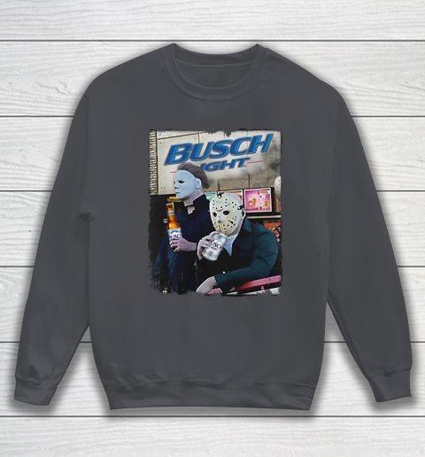 Michael Myers And Jason Voorhees Busch Light Halloween Sweatshirt 4