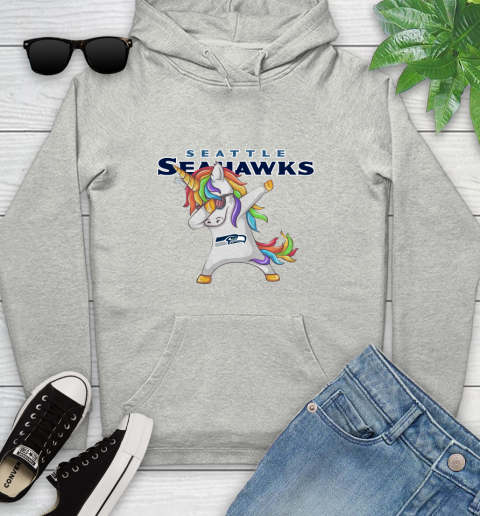 Seattle Seahawks NFL Football Funny Unicorn Dabbing Sports Youth Hoodie