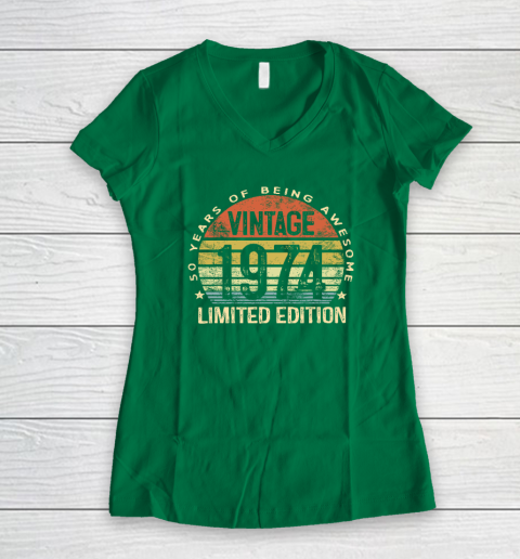 50 Year Old Gifts Vintage 1974 Limited Edition 50th Birthday Women's V-Neck T-Shirt 3