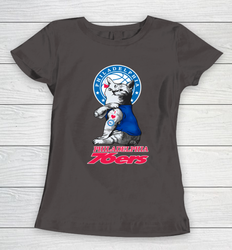 NBA Basketball My Cat Loves Philadelphia 76ers Women's T-Shirt 7