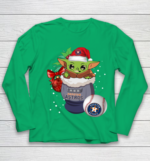 Houston Astros Christmas Baby Yoda Star Wars Funny Happy MLB Youth Long Sleeve 6