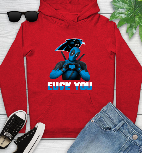 NHL Carolina Panthers Deadpool Love You Fuck You Football Sports Youth Hoodie 12