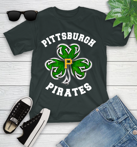 MLB Pittsburgh Pirates Three Leaf Clover St Patrick's Day Baseball Sports Youth T-Shirt 6