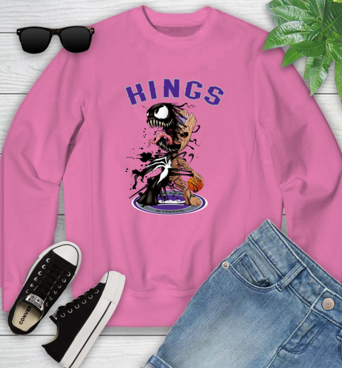NBA Sacramento Kings Basketball Venom Groot Guardians Of The Galaxy Youth Sweatshirt 7