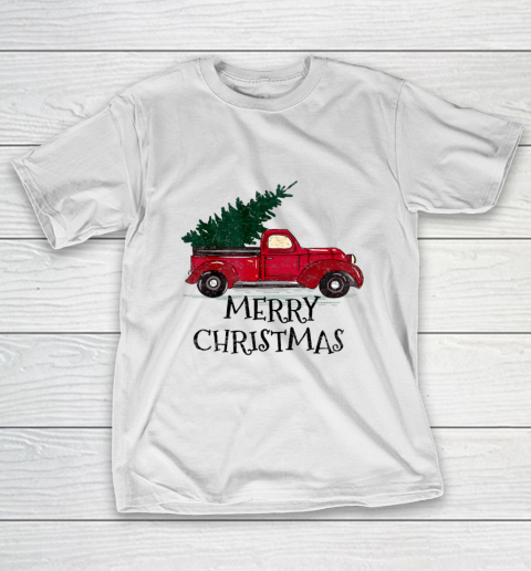Vintage Red Truck With Merry Christmas Tree T-Shirt