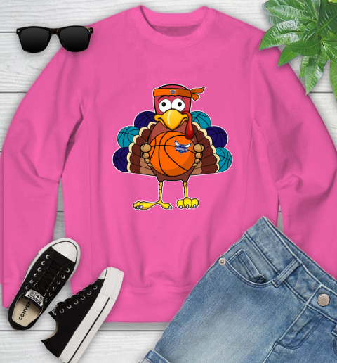 Charlotte Hornets Turkey thanksgiving day Youth Sweatshirt 7